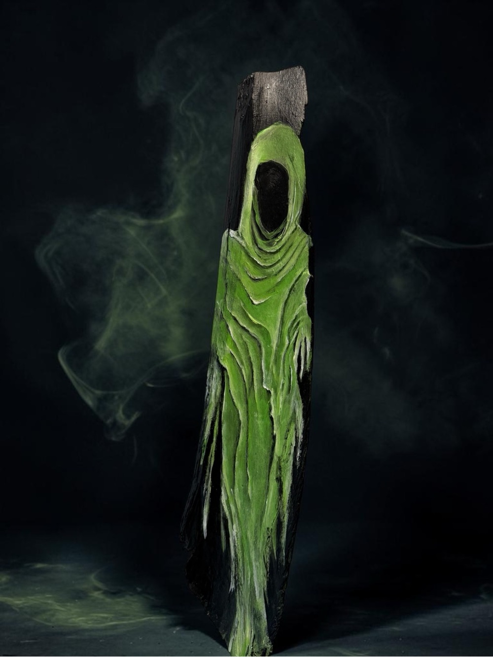 Hand Painted Ghost/Ghoul Palm Frond Art